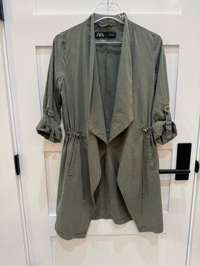 ZARA Olive Green Utility Drape Jacket